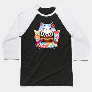 Japanese cat or Neko Baseball T-Shirt